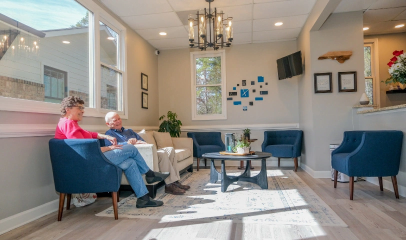 couple of patient's waiting for their dental appointment at Waxhaw, NC dental office Strive Dental Studio